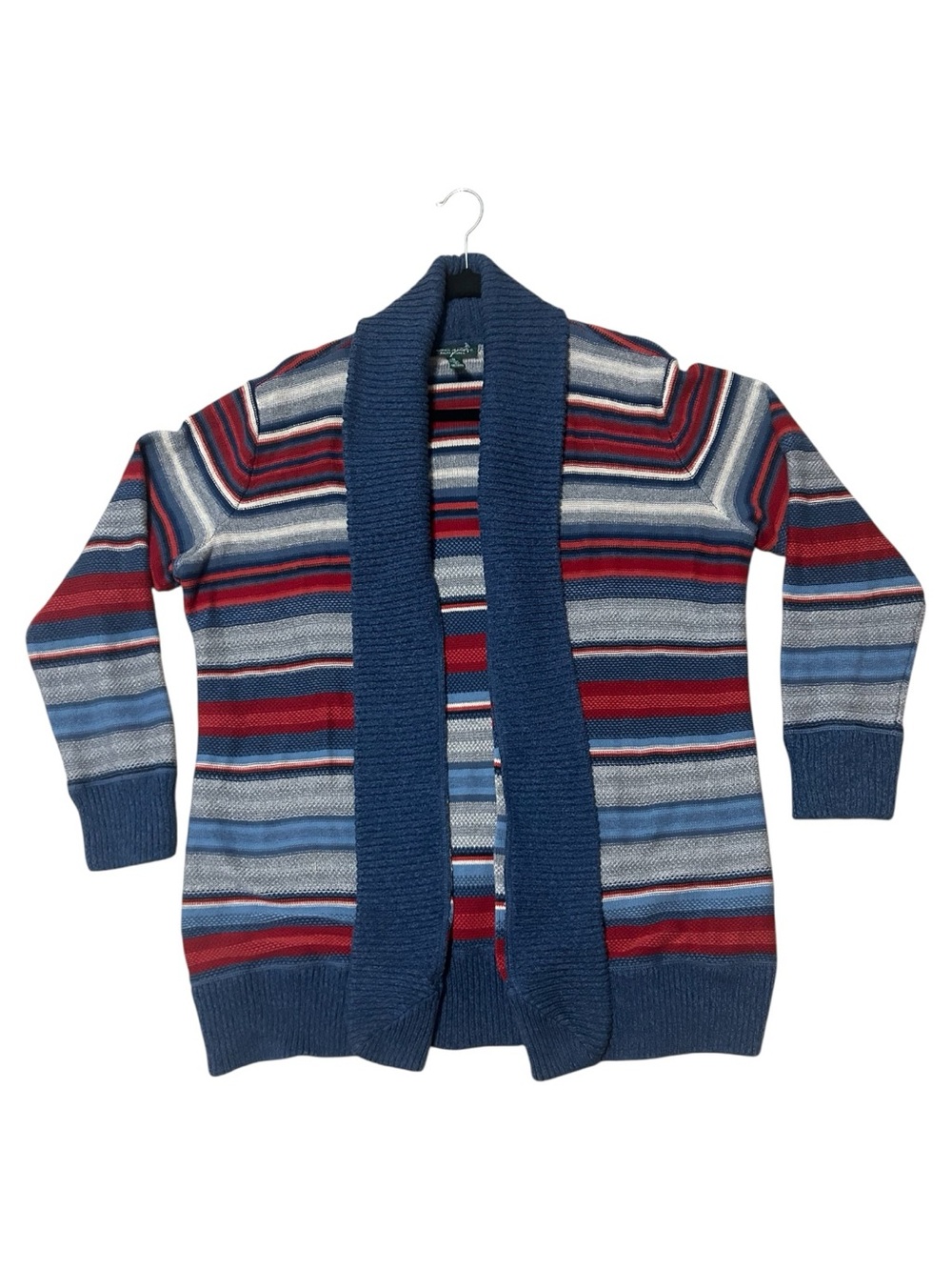 LRL Lauren Jeans Co. Ralph Lauren Shawl Collar Striped Open Front Cardigan SZ 1X